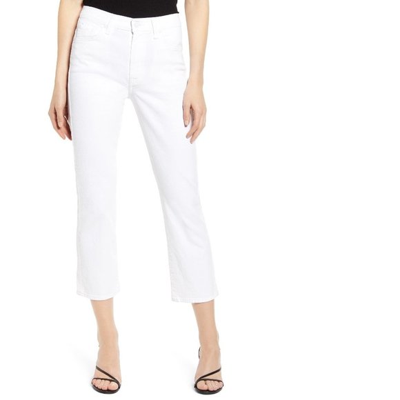 7 For All Mankind High Waist Cropped Straight Jeans - Picture 1 of 15